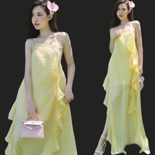 Đầm maxi dài cổ yếm Briebrie sang chảnh - 087