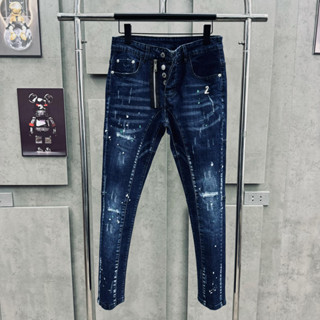 Quần bò nam xanh biker H59 khoá lệch số 2 có size từ 40kg đến 110kg