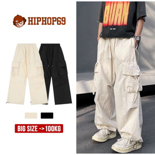 Quần Túi Hộp Nam Nữ Vải Dù Có Dây Rút Unisex, Quần Ống Rộng Phong Cách Hiphop Đường Phố Q130