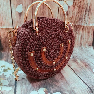 Canvas tròn nẹp túi xách handmade