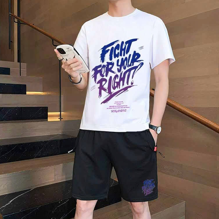 BỘ THỂ THAO NAM NỮ UNISEX FIGHT CHỮ TÍM MÙA HÈ 2025 - DUBAI FASHION