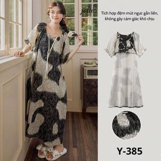  Váy Cộc Mặc Nhà Có Đệm Ngực Chất Liệu Cotton Bông Mây Siêu Mềm Thoáng Mát 