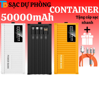 (TẶNG CÁP SẠC NHANH) PIN Dự Phòng CONTAINER 50000mAh  tích hợp 4 dây ra bảo hành 12 Tháng phụ Kiện Điện Thoại