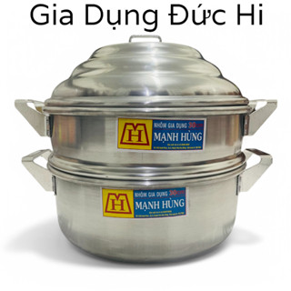 Nồi Hấp 2 Tầng Cao Cấp Mạnh Hùng Size 30cm 34cm 38cm - Xửng Hấp Có Vỉ Lỗ Nhỏ