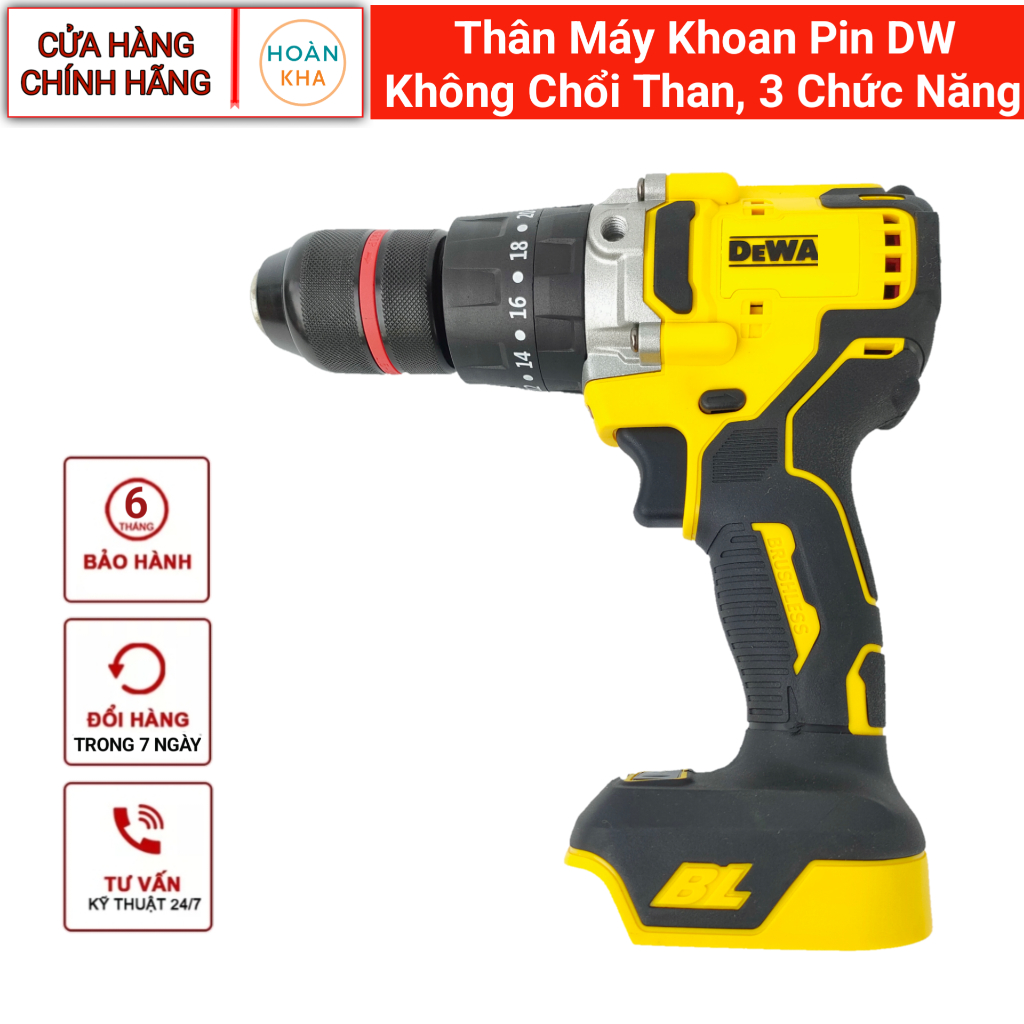 Thân máy khoan pin DW không chổi than, Thân máy khoan DW dùng chân pin phổ thông 40mm
