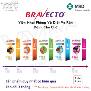 Bravecto viên nhai phòng và diệt ve, bọ chét, ghẻ máu, demodex hiệu quả kéo dài dành cho chó