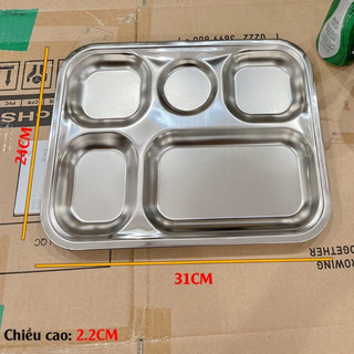 Khay cơm inox 5 ngăn giá rẻ ( Tặng kèm muỗng inox)