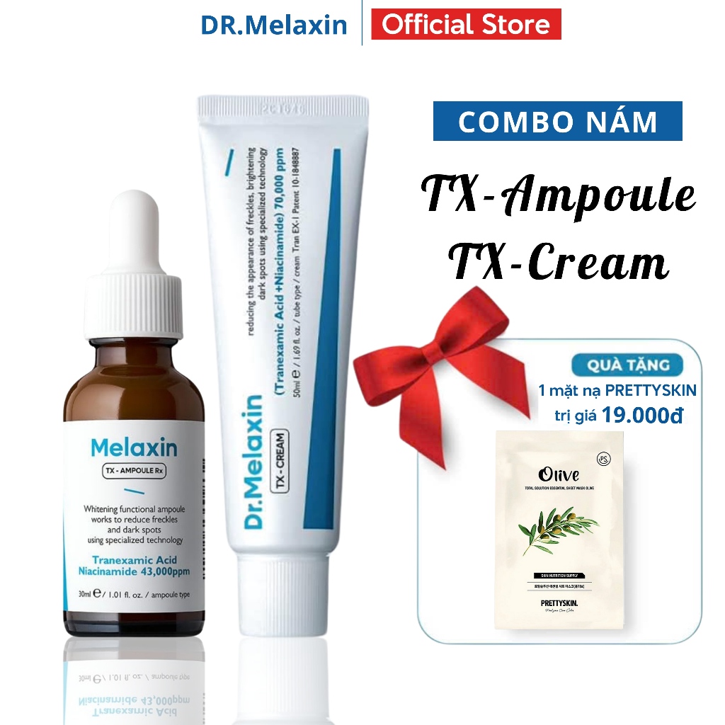 Dr. Melaxin ,Combo Kem nám TX 50ML ,Serum nám TX 30ML Dr Melaxin ,Mờ nám, dưỡng trắng ,giảm thâm sạm