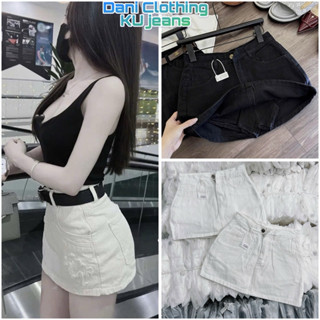  Chân váy jean nữ ngắn ôm có quần bên trong màu trắng màu đen 