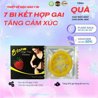 Combo 10 hộp Bao cao su bi STORM Bcs 7 bi lớn có gai toàn thân Tăng khoái cảm  Codomi