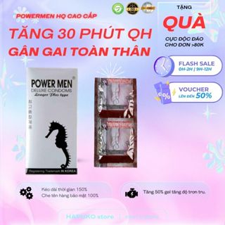 Bao cao su gân gai - trị xuất tinh sớm - kéo dài thời gian quan hệ -hộp 12 chiếc- Bao cao su Power Men xám hộp 12 chiếc