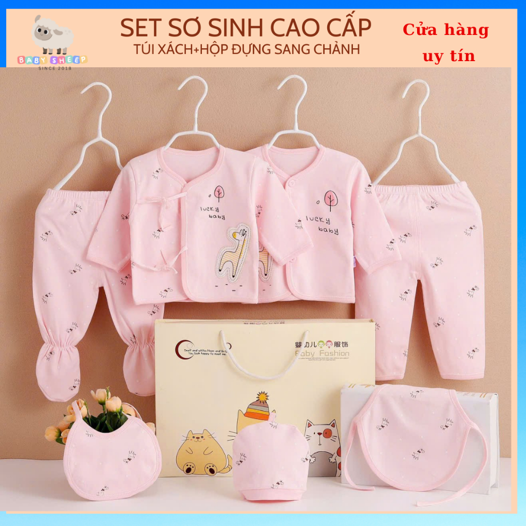SET QUÀ TẶNG QUẦN ÁO SƠ SINH HOẠ TIẾT HOẠT HÌNH CÓ HỘP ĐỰNG SANG CHẢNH