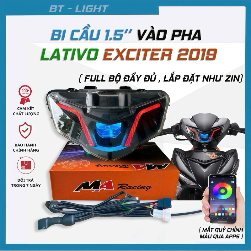 Đèn Bi cầu Led 1.5 lên pha Lativo Exciter 150 đời 2019