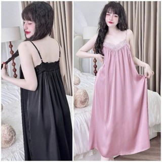 Đồ Ngủ 2 Dây BIGSIZE - Đầm Xuông Cổ Xếp Ly 2 Dây Thiết Kế IN Hình Dễ Thương - Lụa Latin Quảng Châu Cao Cấp