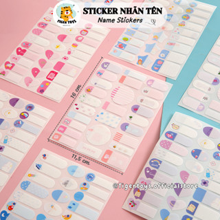 Nhãn dán sticker dễ thương / Nhãn tên dán vật dụng (bình nước, bình sữa, hộp bút...) cho bé TIGERTOYS