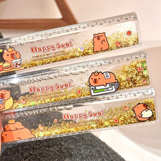 Thước Kẻ 20cm 30cm Capybara Labubu baby three Nước Kim Tuyến Chảy Lấp Lánh Giải Trí Siêu Đẹp Nhựa Acrylic Siêu Bền 2 Lớp