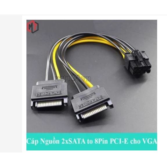 Cáp chuyển 2 đầu nguồn SATA ra 8 Pin (6+2) dùng cho Card đồ họa - VGA