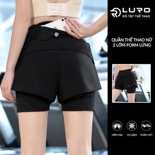 Quần tập gym yoga nữ dáng lửng [Louro Q9L], kiểu quần short thể thao có túi 2 lớp, co giãn