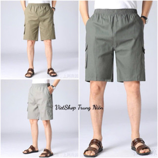 Quần Ngố, Quần Short Kaki Túi Hộp Nam Trung Niên Tặng Bố Chất Mềm Mịn Dày Dặn