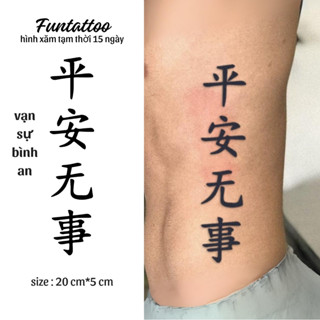 Hình Xăm Tạm Thời 15 Ngày Chữ Chống Nước Trung Quốc Vạn Sự Bình An FUNTATTOO SIZEL_BAVS