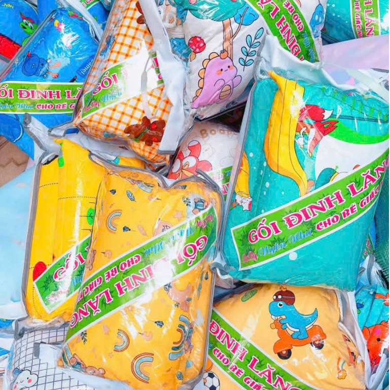 Bộ gối chặn cho bé sơ sinh có lá Đinh Lăng chất vải cotton