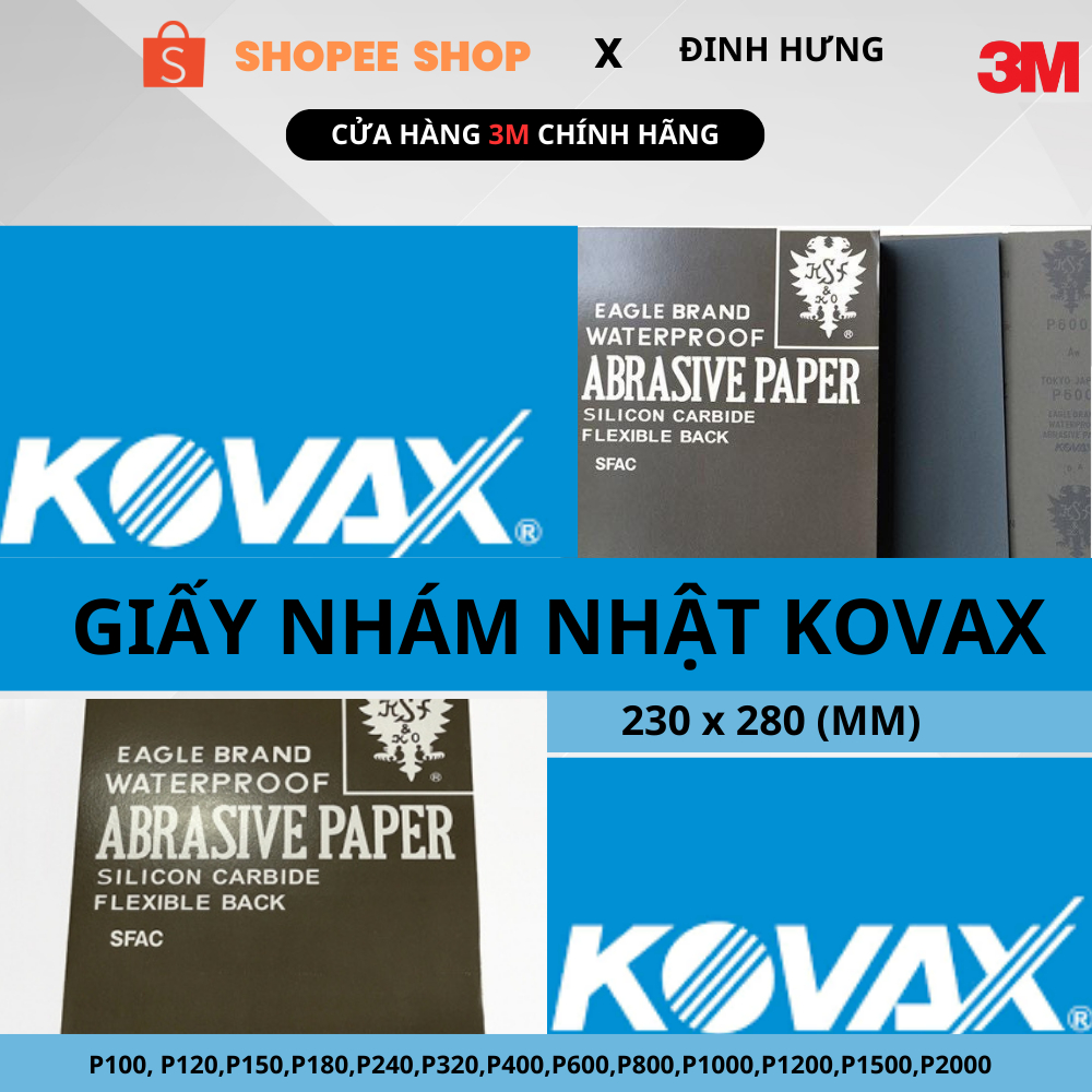 Giấy Nhám Nước Kovax -Đầy Đủ Độ Hạt Từ P100- P2000- DH 3M AUTOCARE.