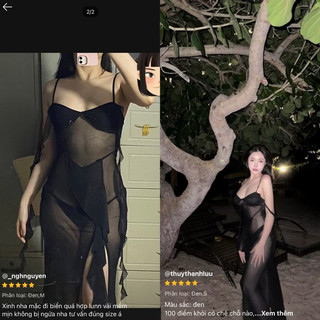 Váy đầm lưới tua rua đi biển sexy co giãn thoải mái V04