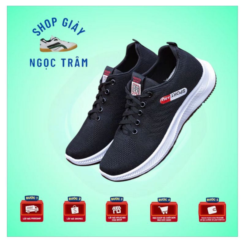 Giày thể thao nam Sneaker phong cách Hàn Quốc SPORT ABU vải dệt kim đế cao su thoáng khí - Sport Tập