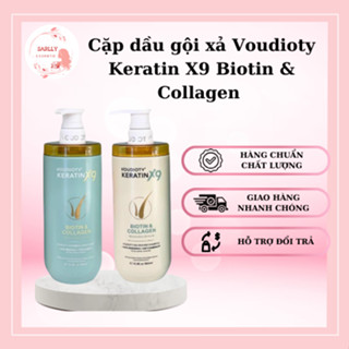 Cặp dầu gội xả Voudioty Keratin X9 Biotin & Collagen 500ml, keratin phục hồi tóc - Sarlly Cosmetic