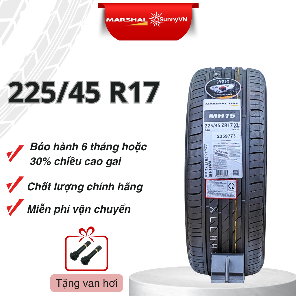 Lốp Marshal 225/45 R17 91W VN ES31 225/45R17 dành cho K3, Soluto, ....I Sunny VN