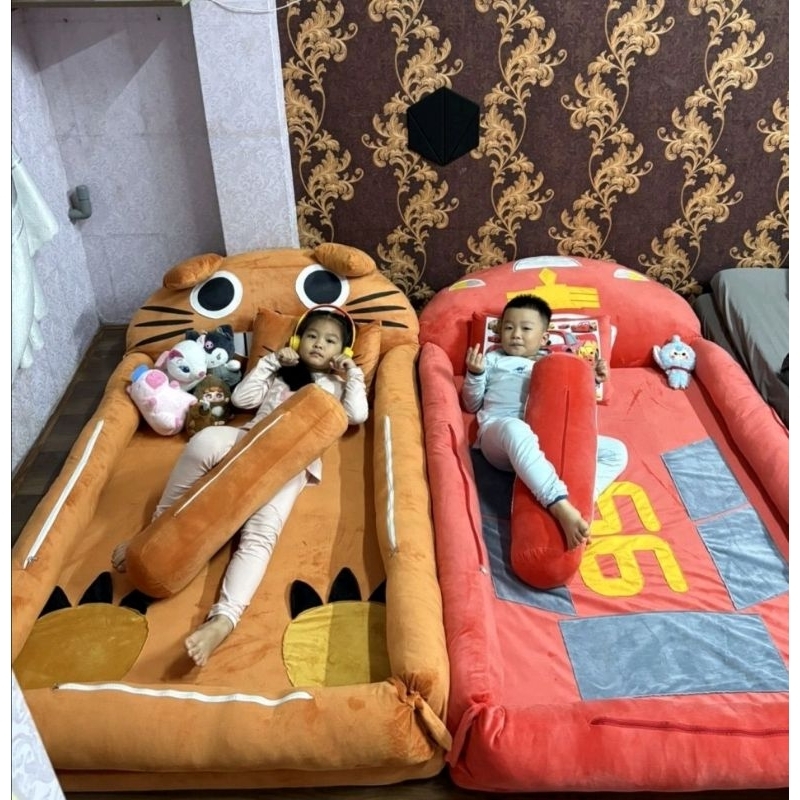 Giường ngủ cho bé Đệm thú bông handmade 1m1x1m6
