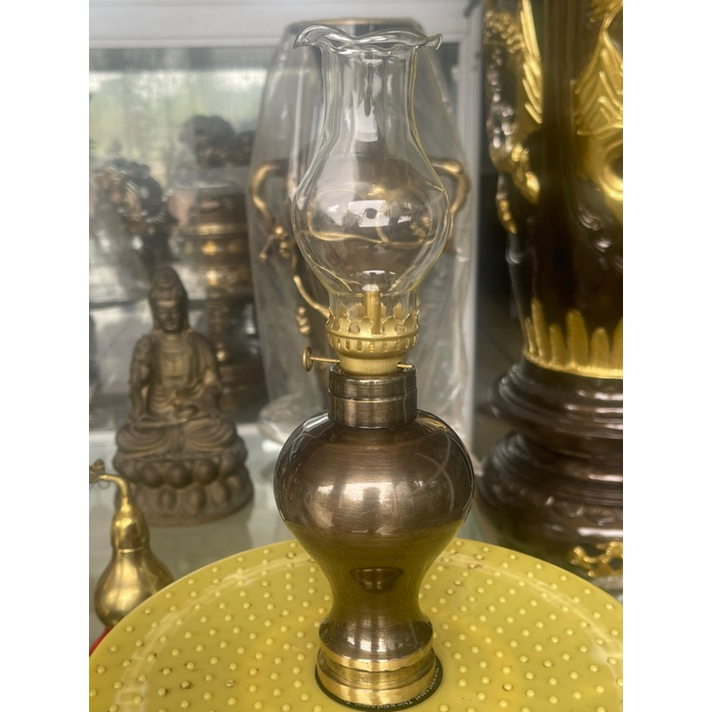 Đèn dầu bằng đồng cattut nguyên chất cao 25cm