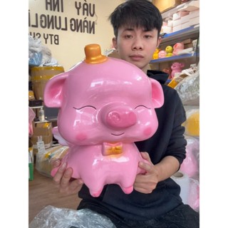 Heo đất thiên thần size đại cao 35cm dùng tiết kiệm, làm quà chất liệu thạch cao