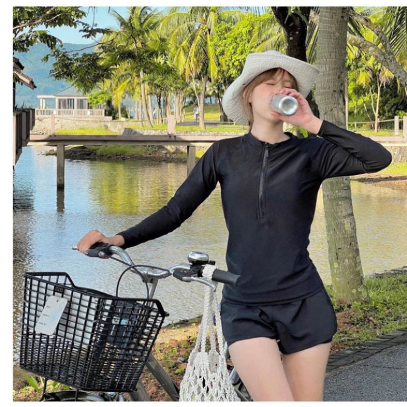 [Có size] Bikini đồ bơi nữ đi biển 2 mảnh năng động, Dây khóa kéo dài tay  Quần 2 Lớp Kín Đáo BIKINI SUNSHINE KK00 | BigBuy360 - bigbuy360.vn