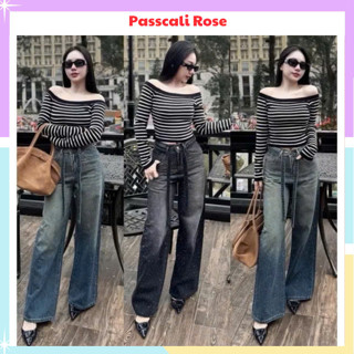 Quần bò ống rộng mặc lên form dáng đẹp, màu loang nổi bật, hoạ tiết đính đá trẻ trung, sang chảnh , hot hit 14376