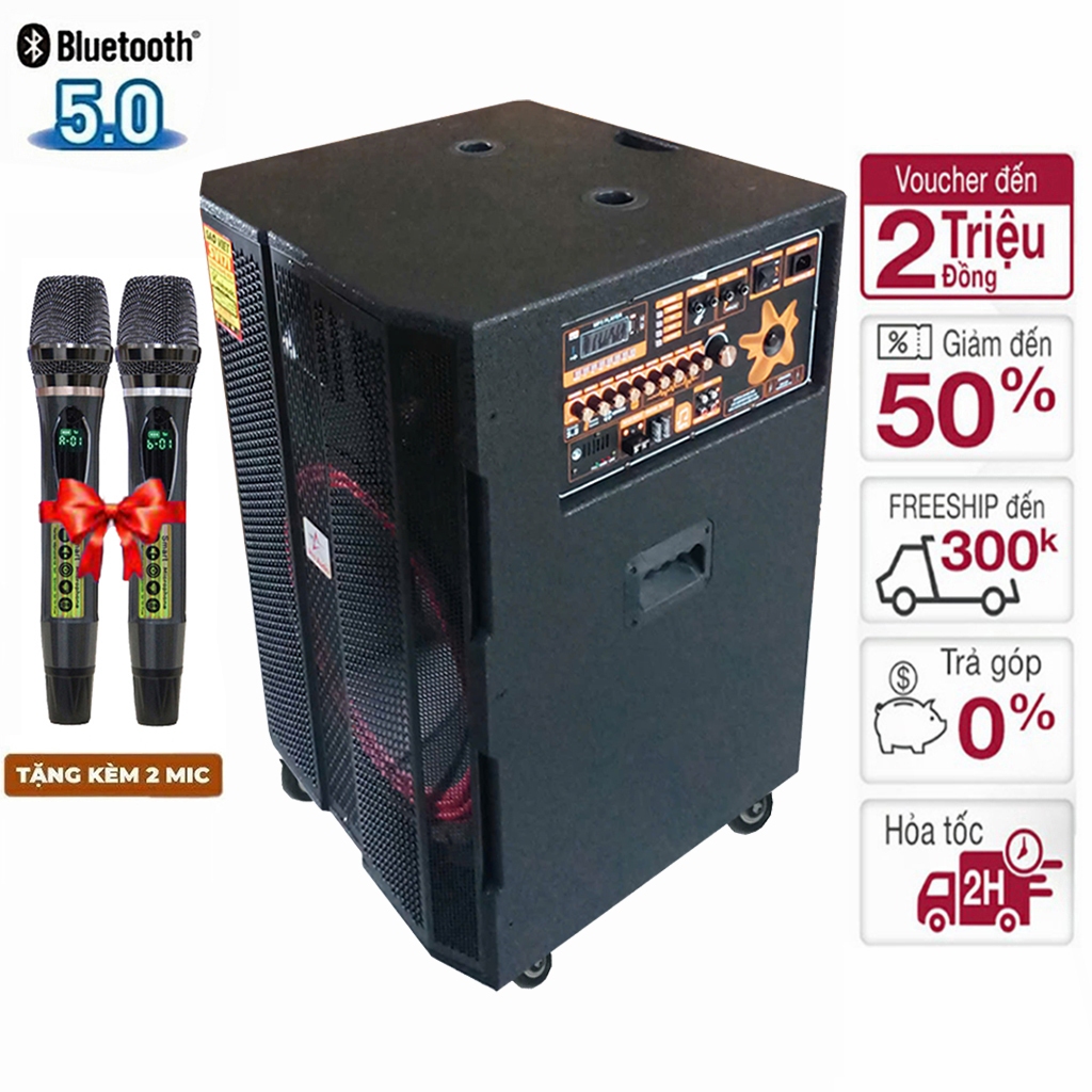 Loa Kéo Karaoke 5 Tấc [ Trả Góp 0% ] Bass 50 SV-18T01 ( Màu Đen ) Công Suất 3000w SV75