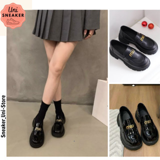 Giày Oxford Miu Miu Nữ, Giày Đốc Nữ Đế Bằng 2 Loại Da Bóng Mềm Cao 4cm Bản S.Cấp Full Box Bill Mã N05