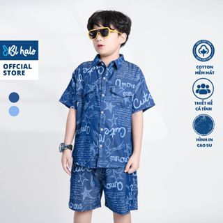 Set Đồ Bé Trai 8-38Kg Quần Đùi Áo Sơ Mi Cộc Tay Bò Mềm BL HALO Bộ Quần Áo Bé Trai Họa Tiết Thời Trang QSB30ASM30