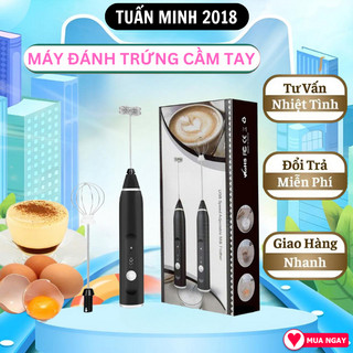  Máy Tạo Bọt Cafe Máy Đánh Trứng Mini Cầm Tay Sạc Pin 3 Cấp Độ Tặng Kèm 2 Đầu Đánh Chuyên Dụng 