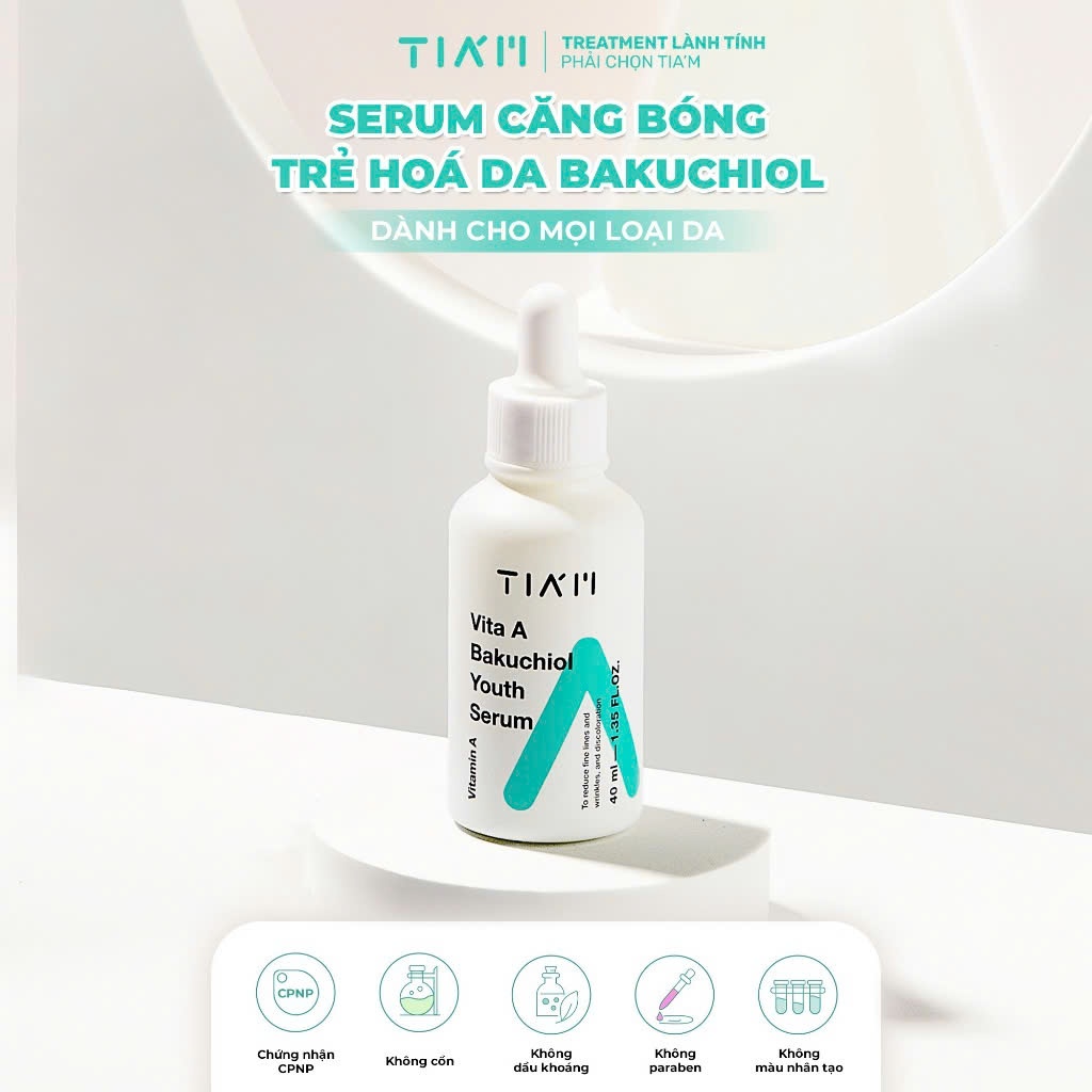 TIA'M - Hỗ Trợ Dưỡng Da Căng Bóng Tia'm Vita A Bakuchiol Youth Serum 40ml