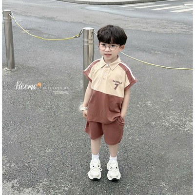 Set bộ ba lỗ Beemo thể thao in chữ sample vải cotton thoáng mát cho bé trai từ 9-24kg 4208BHB