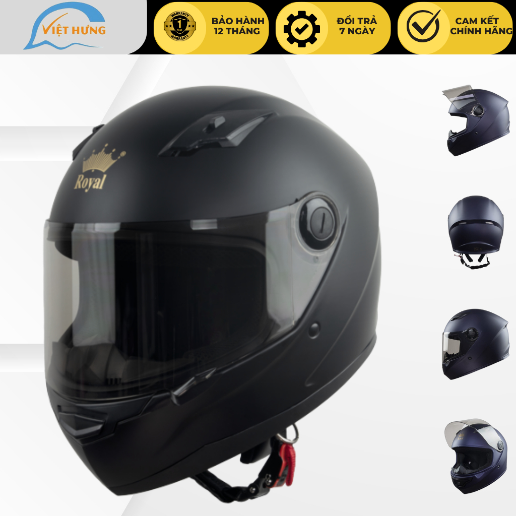 Mũ bảo hiểm Fullface cao cấp Royal M136 - Asia MT136 - Đen nhám - kính trà