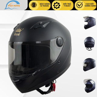 Mũ bảo hiểm fullface cao cấp royal m136 - asia mt136 - đen nhám - kính trà