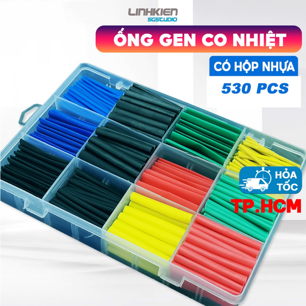 Ống Gen Co Nhiệt Bảo Vệ Có Hộp 530pcs Cách Điện Chất Liệu Polyolefin, có đóng hộp 8 kích thước