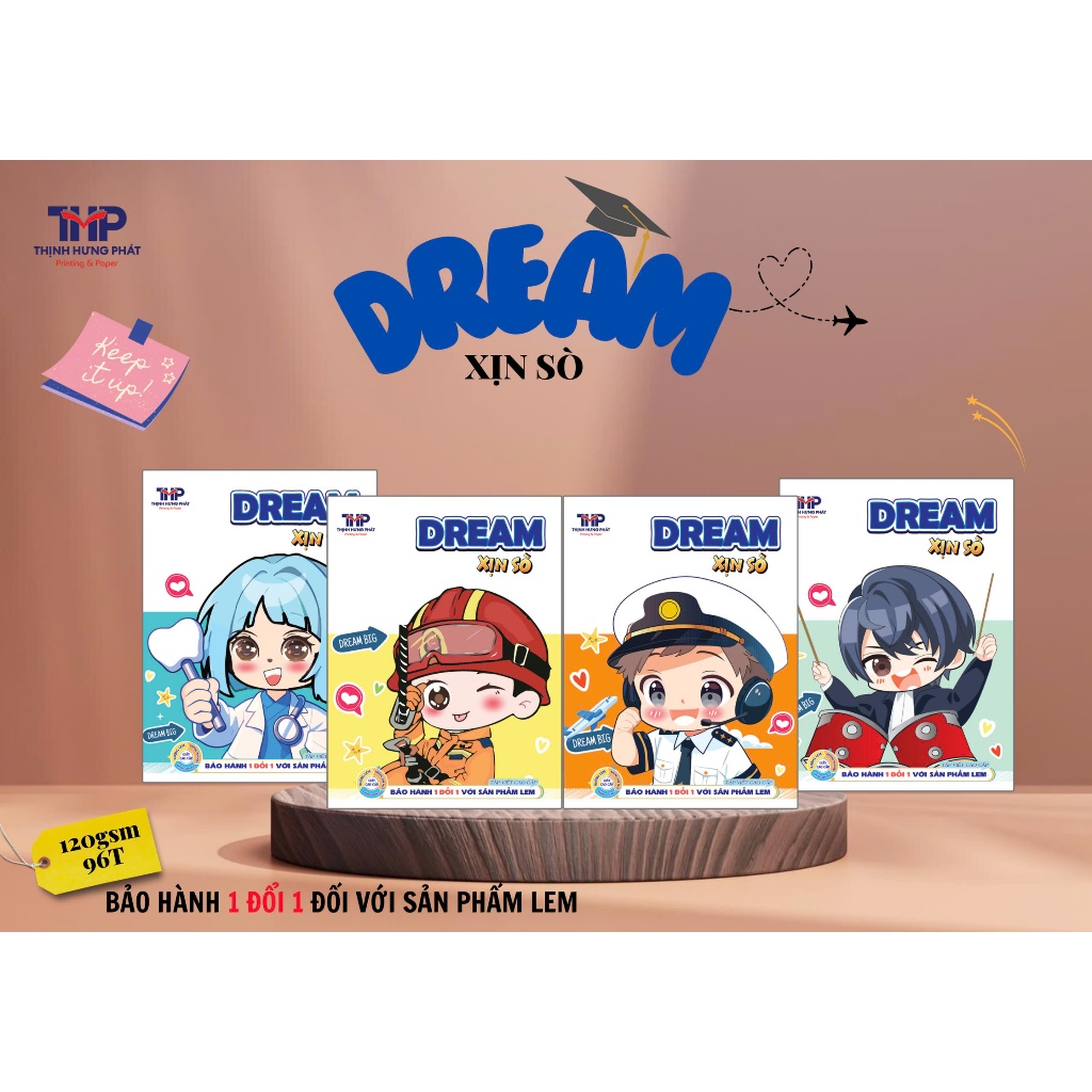 TẬP HỌC SINH 96 TRANG THỊNH HƯNG PHÁT 4 Ô LY - 4 Ô LY LỚN - 5 Ô LY ĐL 120gsm ĐẢM BẢO KHÔNG LEM - BÌA