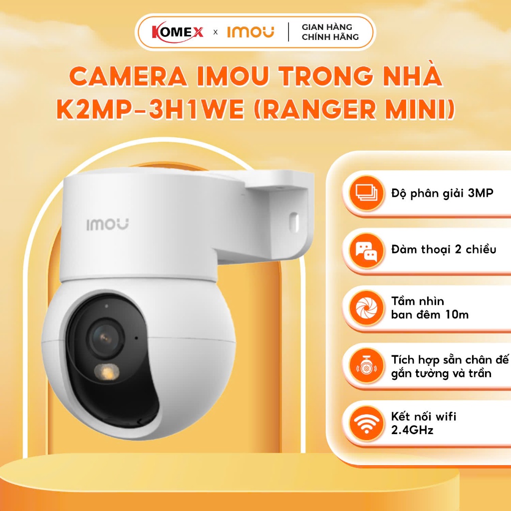Camera IMOU trong nhà K2MP-3H1WE /  K2MP-5H1WE Ranger Mini tích hợp chân đế gắn tường, quan sát ban đêm thông minh | BigBuy360 - bigbuy360.vn