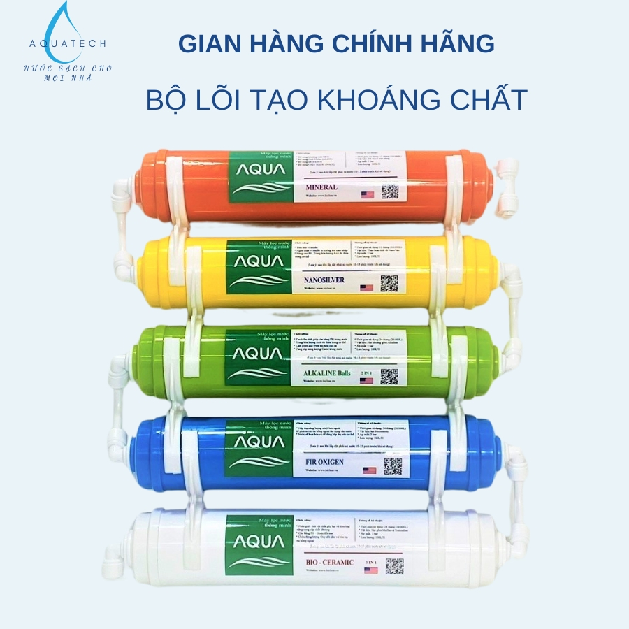 BỘ LÕI TẠO KHOÁNG AQUA 56789 bộ 5 quả lọc cung cấp chất khoáng cho cơ thể, các máy lọc nước Ro