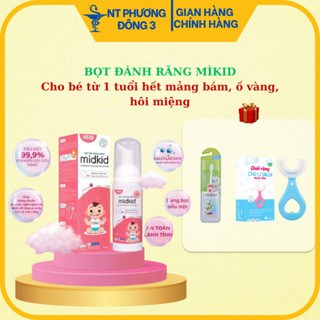 (2h+thú hoặc sét tô màu 1)Kem đánh răng dạng bọt Mikid thương hiệu Midkid hữu cơ nuốt được cho bé từ 1 tuổi lọ 60ml