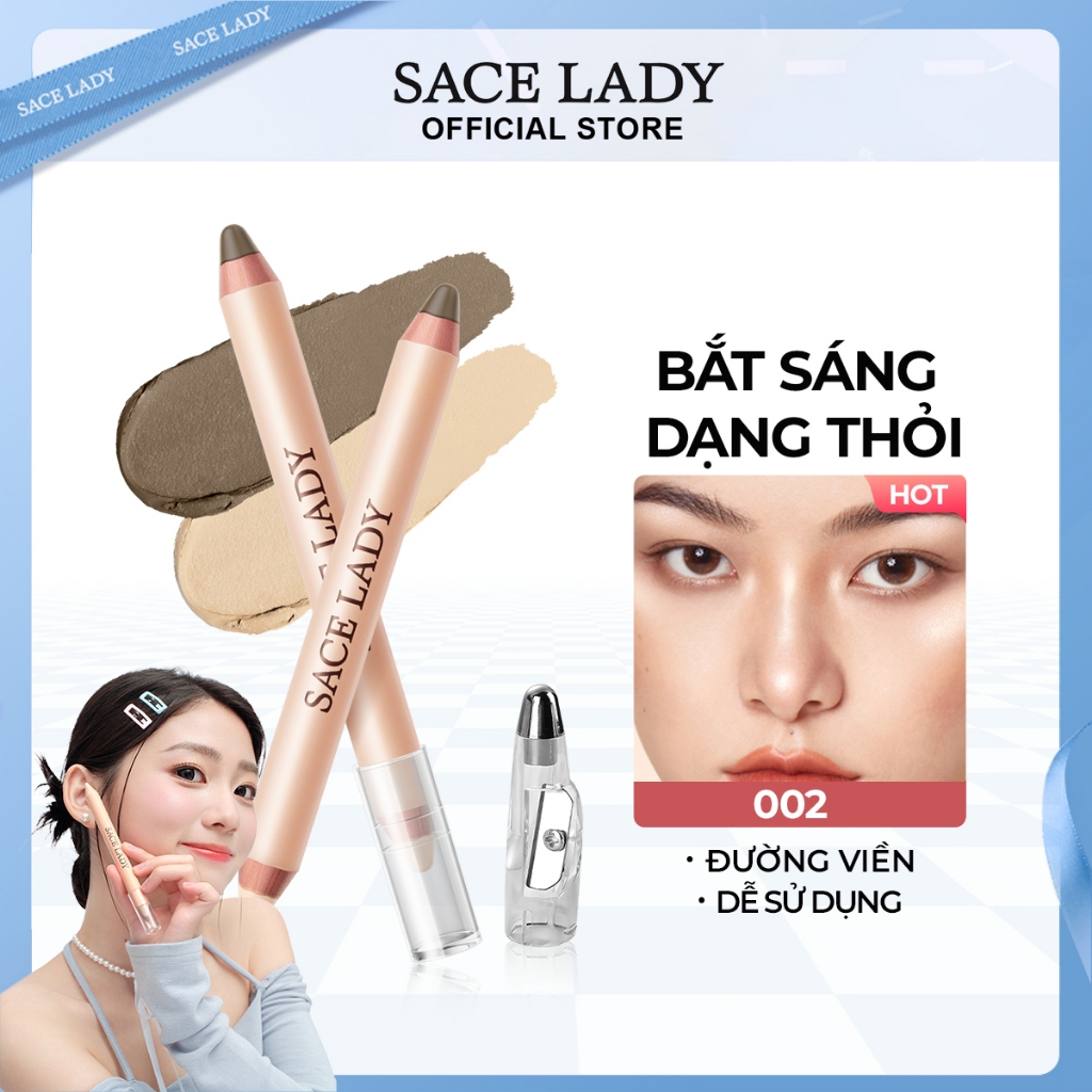 Bút Tạo Khối Highlight SACE LADY Hai đầu Trang điểm Mượt Mà Tự Nhiên 3.2g