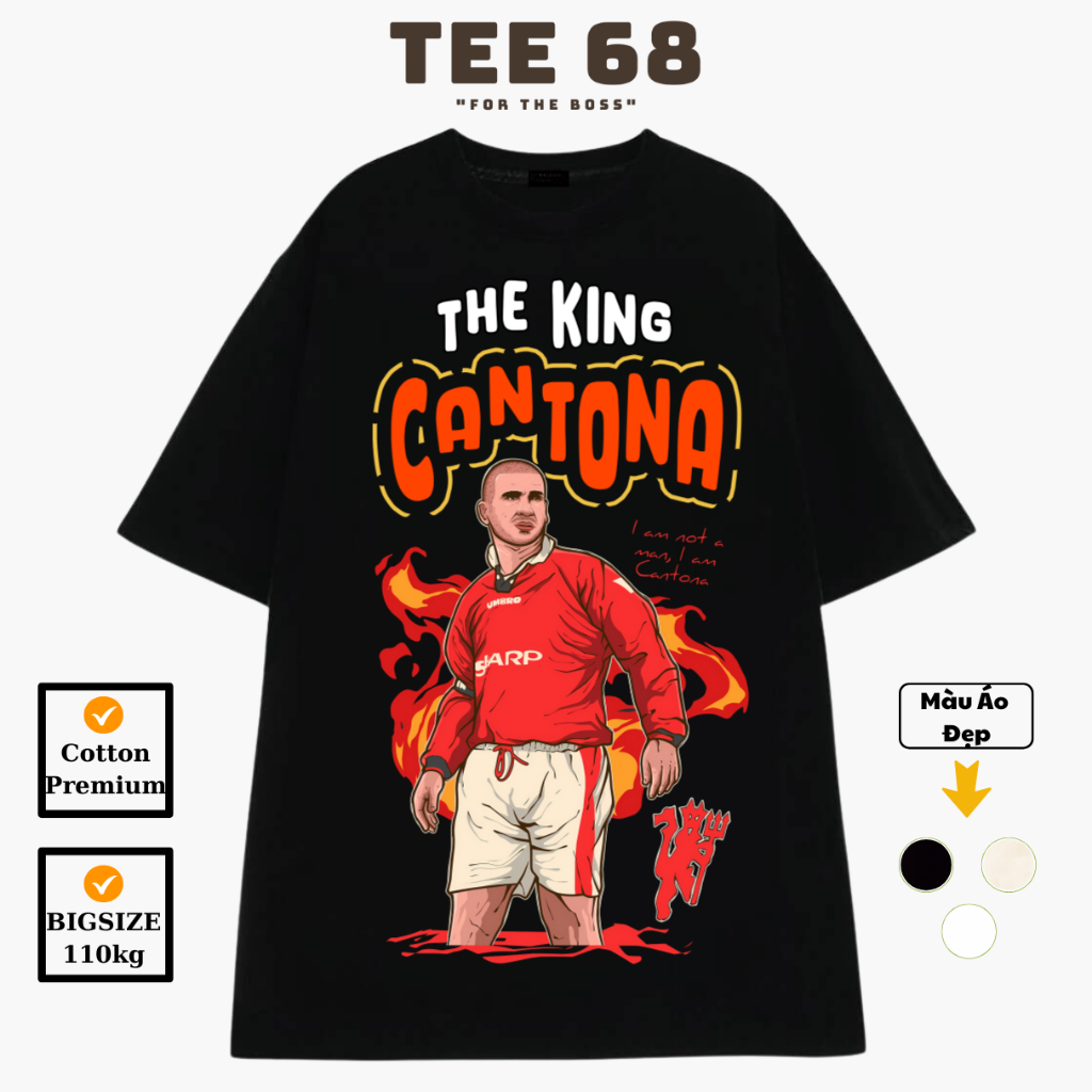 Áo thun in hình bóng đá Eric Cantona Manchester United Local Brand Tee 68 Cotton Oversize Nam Nữ